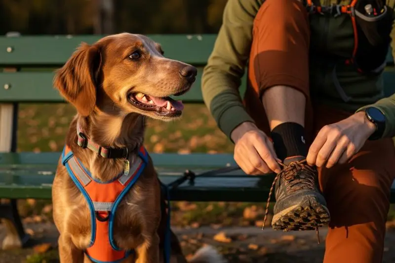 Chien équipé harnais canicross prêt pour balade sportive Saint-Mandé